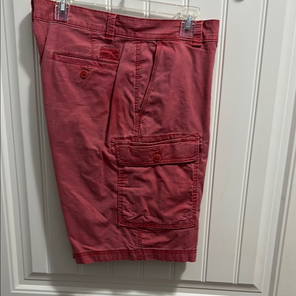 Izod Red Cargo Shorts with Flat Front Design